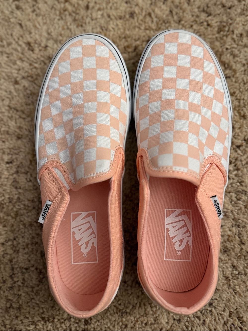 Vans Asher Checkerboard Tropical Peach Classic Slip-On Sneakers